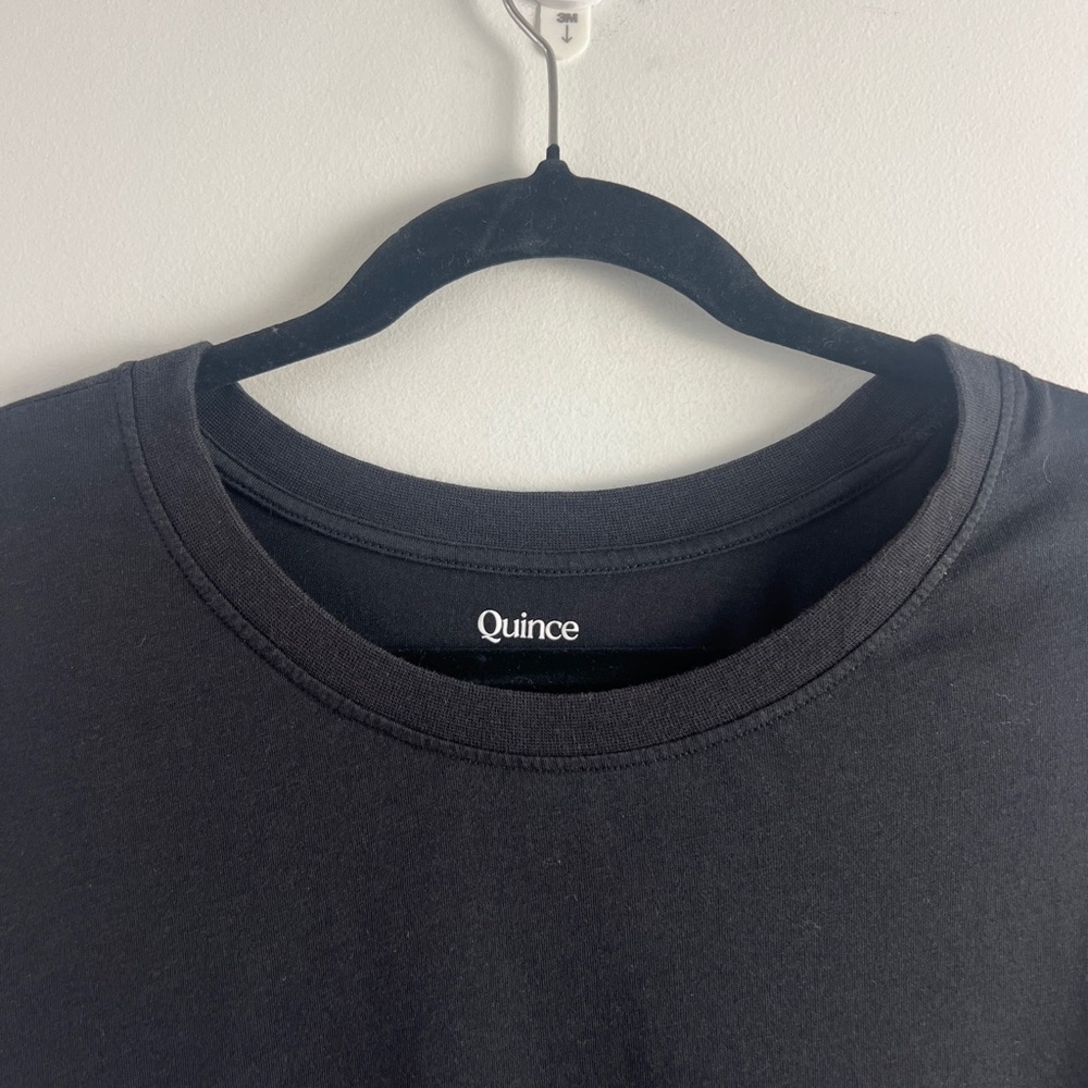 Quince Women's XL Black Cotton Modal Blend Relaxed Boxy Long Sleeve T-Shirt Top - Picture 6 of 13